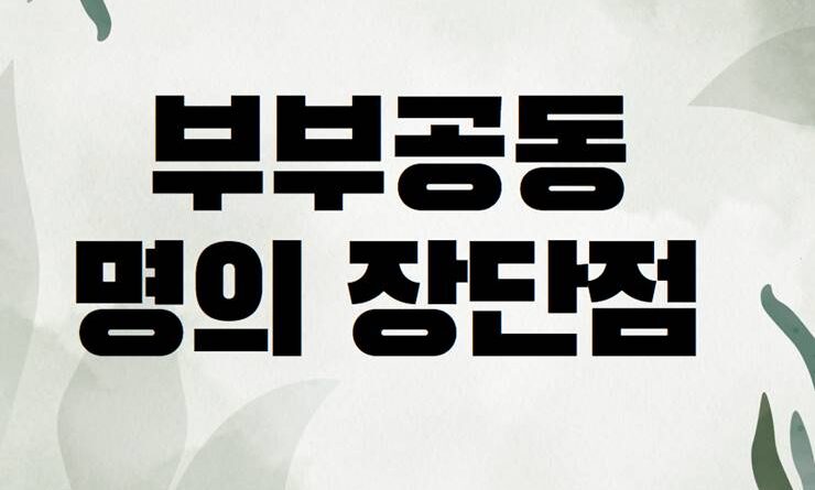 부부공동명의 장점