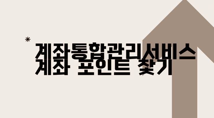 계좌통합관리서비스 휴면계좌 카드포인트 통합조회